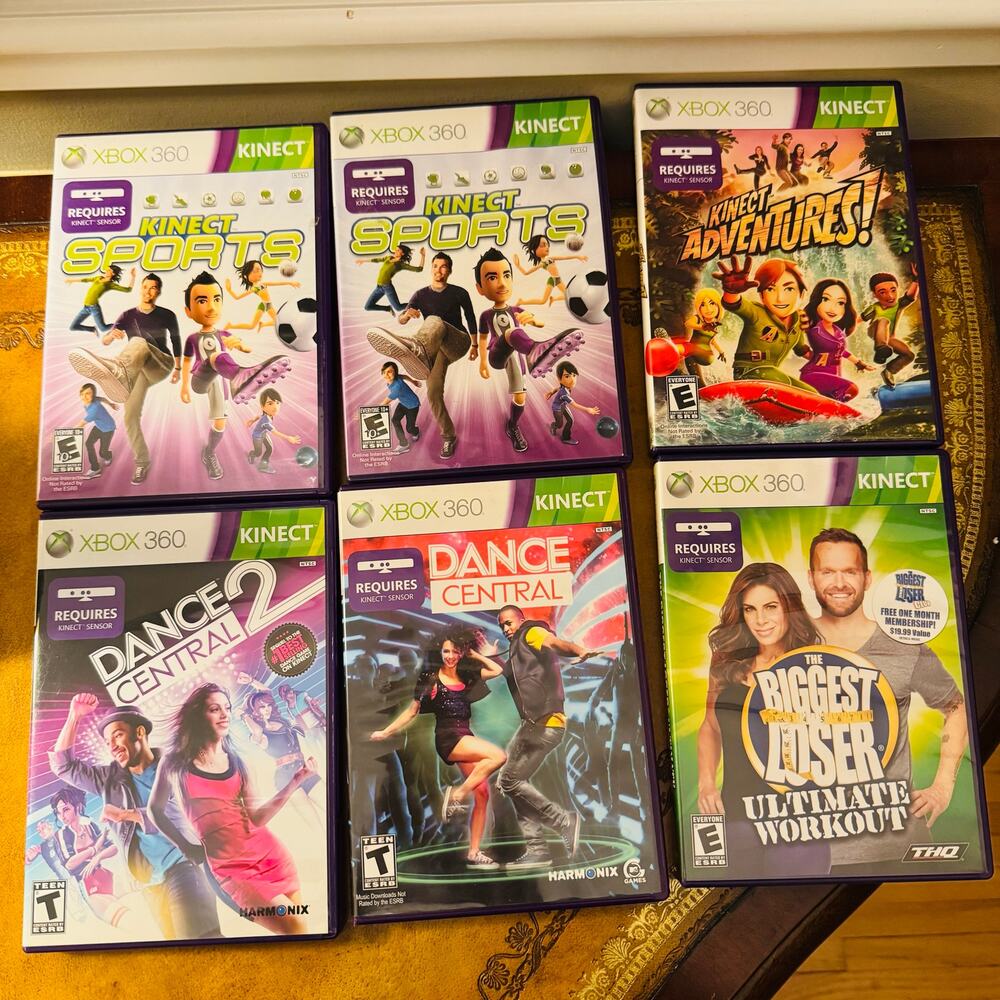 XBOX 360 Kinect Video Games Sports Adventures Workout Dance Working Bundle of 6